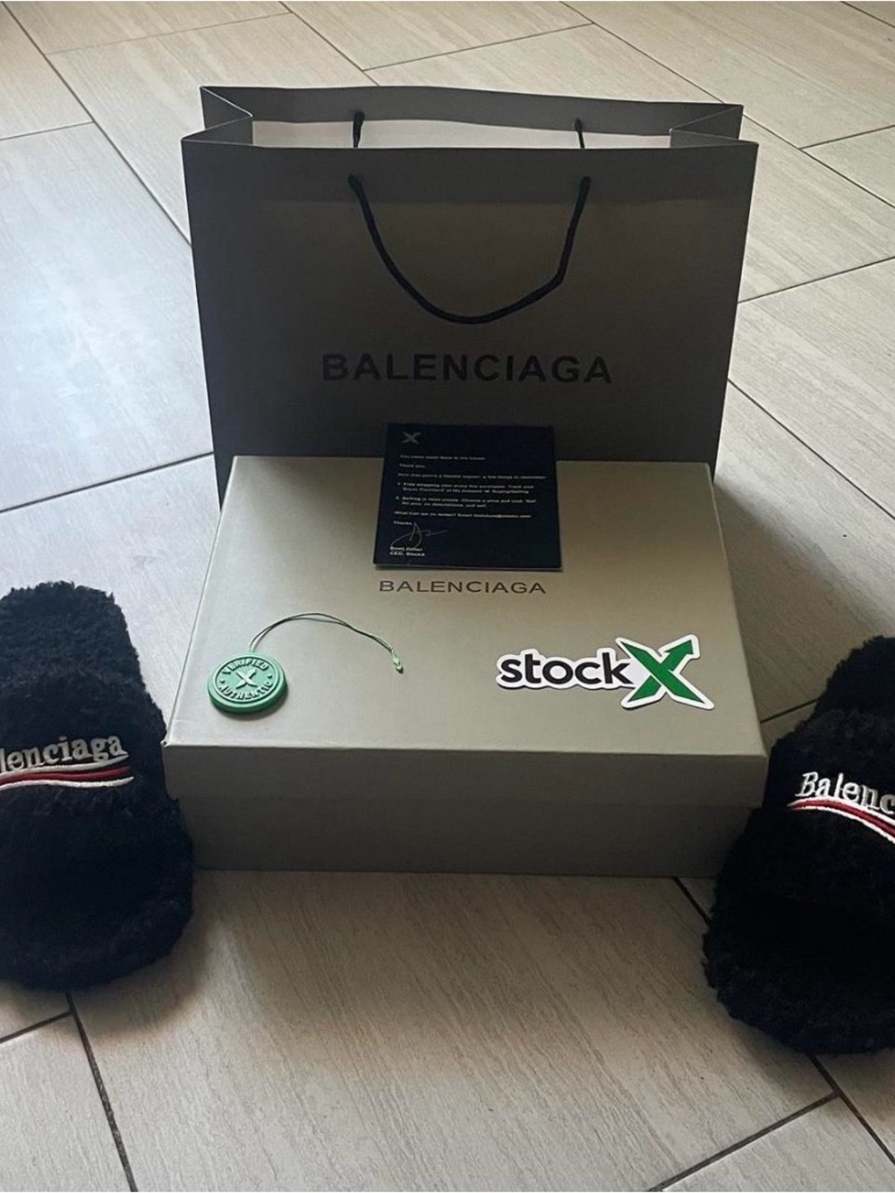 Balenciaga Black fur slides Size 11 men’s - Picture 3 of 7